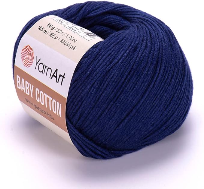 YarnArt Baby Cotton Yarn - Soft Knitting Yarn for Baby & Summer, 50% Cotton 50% Acrylic, 1.76 Oz, 180.44 Yds, Ideal for Amigurumi & Crochet Projects (1, 459)