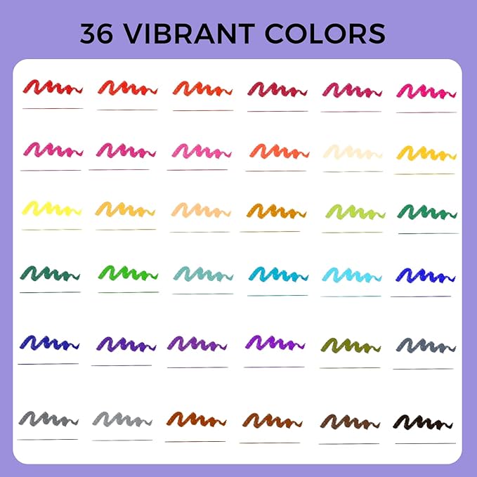 Artecho 36 Colors Markers for Adult Coloring Books, Dual Tip Markers for School, Fine and Brush Tip for Adults Coloring Books, Calligraphy, Drawing, Sketching