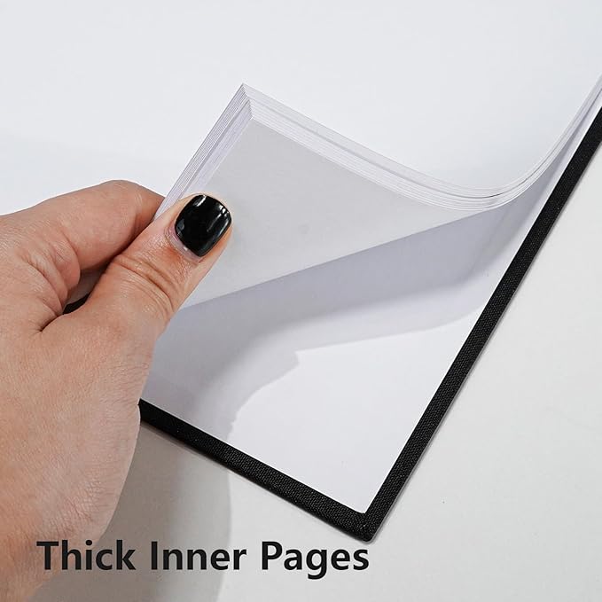 7x7 Inch Scrapbook DIY Photo Album Linen Cover Hardcover White Pages 20 Sheets Small Scrap Memory Book Black