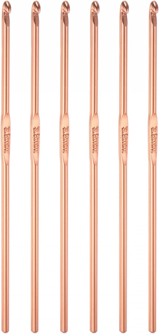 uxcell Aluminum Crochet Hook 3.5mm US Size E (Size 4) Knitting Needles for DIY Craft Yarn Golden Tone 6Pcs