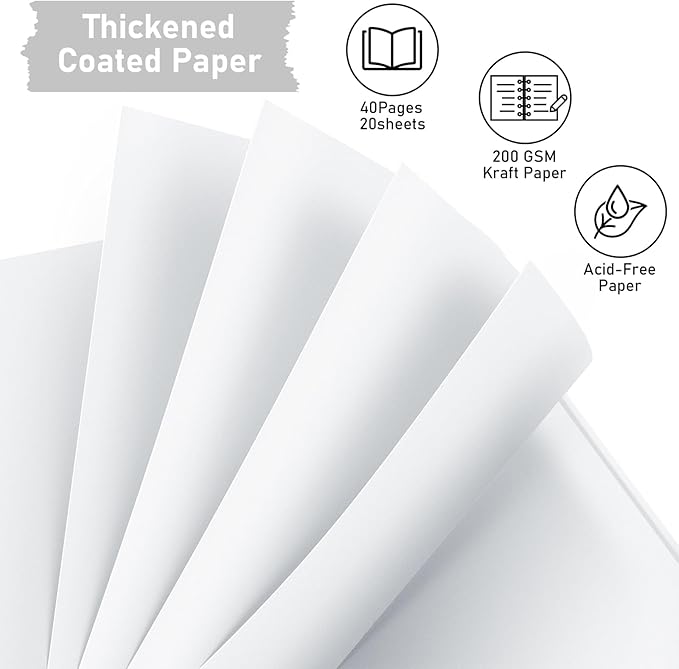 GOTIDEAL 7 x 7 Inch Scrapbook Album with Metallic Markers,40 Pages Kraft Paper Photo Albums for Wedding&Anniversary,Family DIY Scrap Books with Scrapbooking Stickers Corners(White)