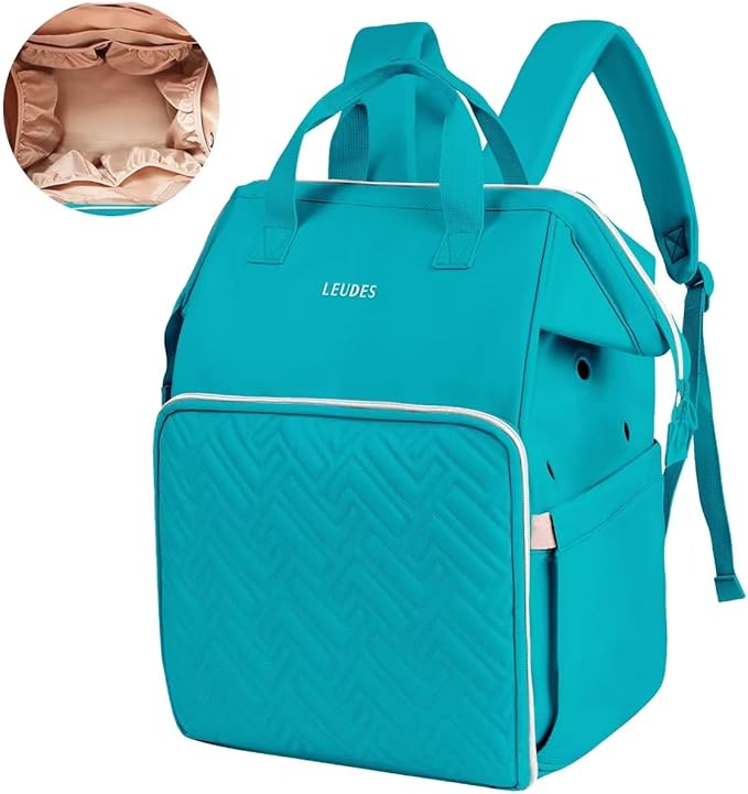 Leudes Knitting Bag Backpack,Yarn Storage Organizer Large Crochet Bag Tote Christmas Gift Yarn Holder Case for Carrying Projects,Knitting Needles (Turquoise)