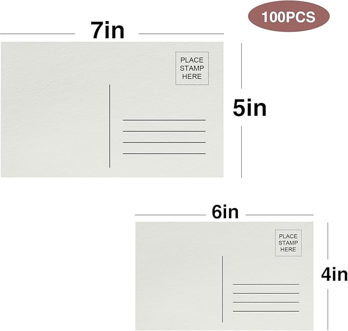 100% Cotton Watercolor Postcards Set - 70 Blank 4"x6" + 30 Folded 5"x7" Watercolor Postpaper, 140lb/300gsm Acid-Free Heavyweight Paper for Painting, Greeting Cards, Christmas, Birthday DIY