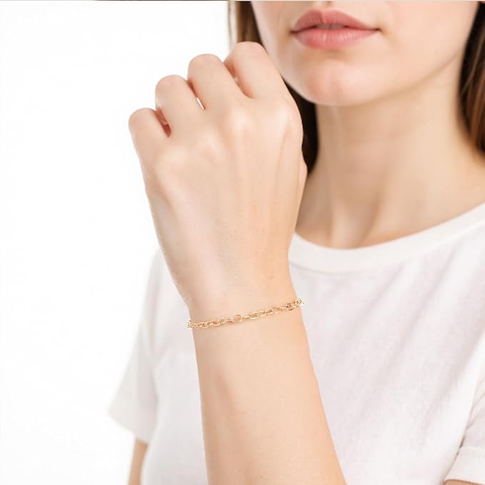 120 Pcs Bracelet Chain Gold Link Bracelet Chains for Jewelry Making Bracelets Bulk with Clasps for Women DIY Bracelets Jewelry Making Crafts 7.87inch