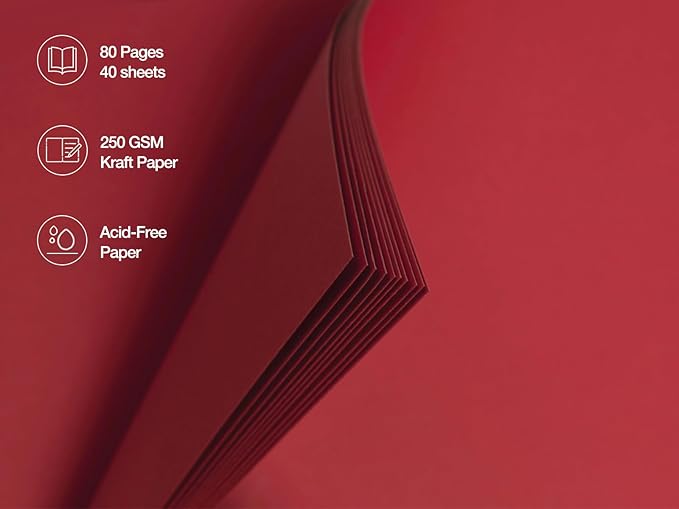 potricher 12 x 12 Inch Large DIY Scrapbook Photo Album 80 Pages Thick Kraft Blank Red Paper Memory Book for Wedding and Anniversary Family (Red, 12 Inch)