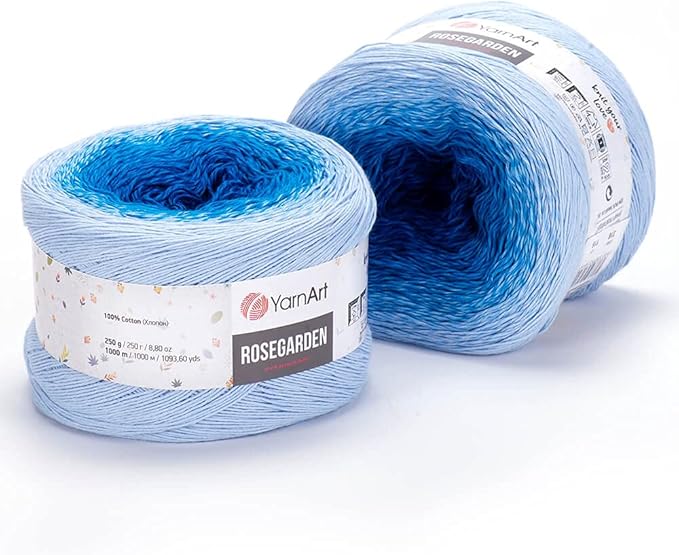 Yarn Art Flowers Rosegarden 100% Cotton 250gr 8.80 oz 1094yds Multicolor Cotton Yarn Rainbow Crochet Yarn Spring Summer (316)