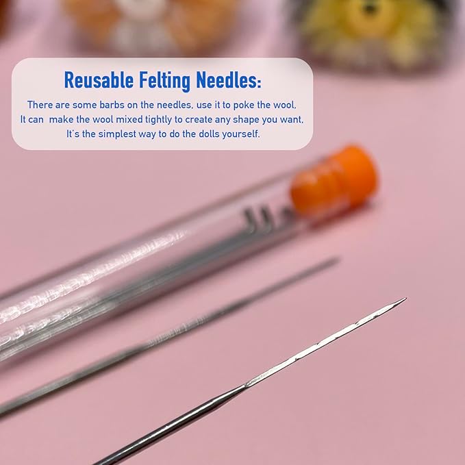 Truslin Needle Felting Kit, DIY Crafts for Adults Women, Hobby Kit with Felting Supplies,Felting Needles, Felting Wool and Tools for Beginners, Adult Craft Kits, Faceless Animals 4pcs