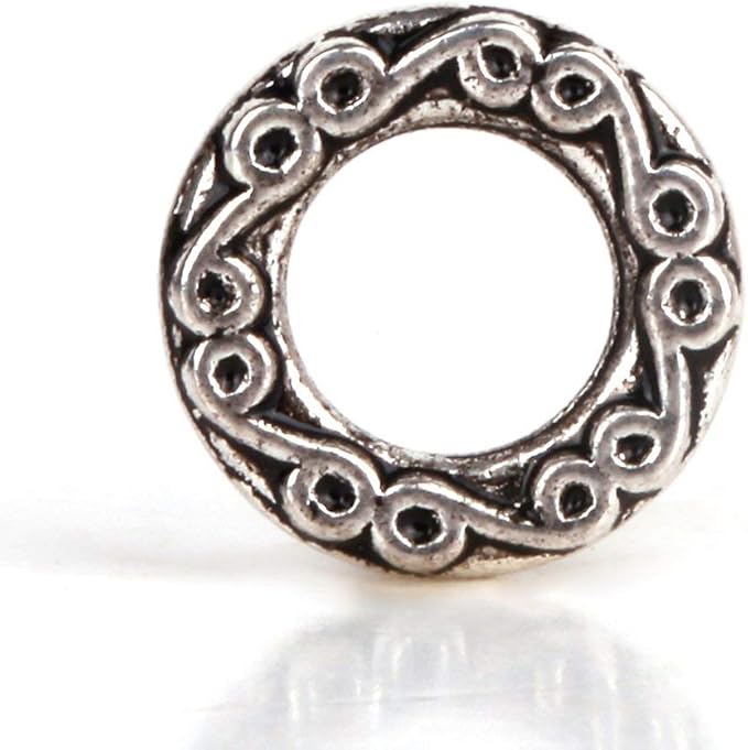RUBYCA 50pcs Tibetan Silver Tone Spacer Beads Fit European Charms Bracelet Ring Infinity Ornament