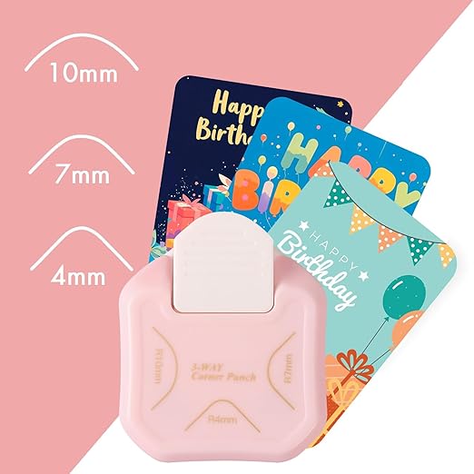 3 in 1 Corner Punch, 4mm, 7mm, 10mm 3 Way Corner Rounder Punch for Laminated, Cardstock, Bullet Journal, Invitations, Gift Tags, Photocards, Business Cards, and Scrapbooking