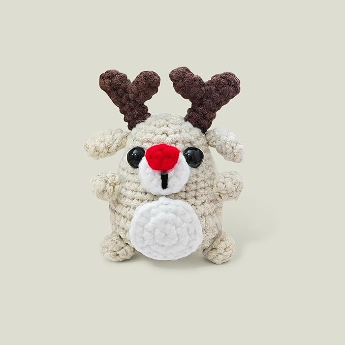 Kovarela Beginners Crochet Kit with Simple Crochet Yarn - with Step-by-Step Video Tutorials (Deer)