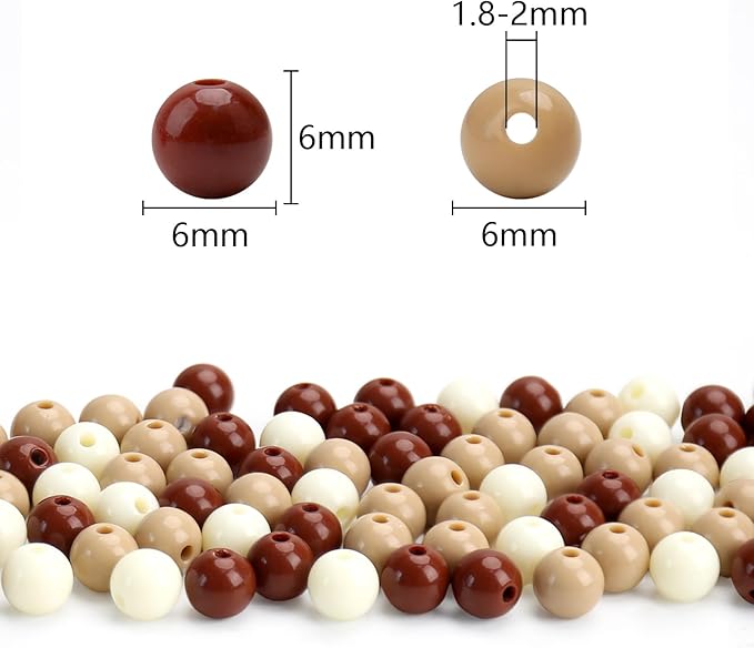 1000pcs 6mm mixed color acrylic round beads, assorted plastic gumball bubble gum beads with hole pastel loose beads bulk for jewelry diy making crafting supplies (coffee series)