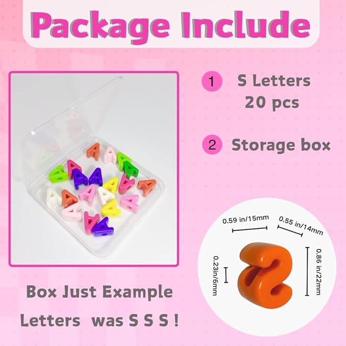 Maerolre 20Pcs Large Letter Beads, 20mm Big Acrylic Bubble Alphabet Beads, Colorful Plastic Beads for DIY Keychains, Jewelry Making, Phone Crafts Projects- S