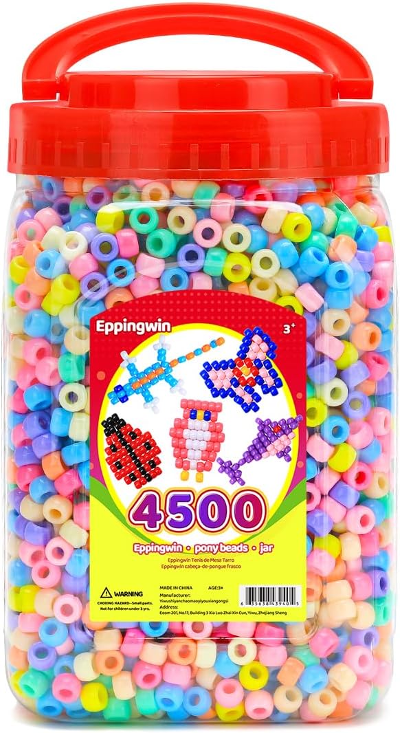 2.5 lb wholesale large pony beads (6x9 mm) bucket, easy storage macaron beads bulk, over 4500 pony bead for jewelry making, crafts (macaron)