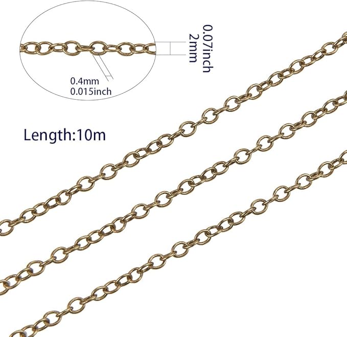 SUNNYCLUE DIY 33 Feet Antique Bronze Curb Cable Chain Link Necklace 1.5x2mm Links with 30 Brass Lobster Claw Clasps and 100 Brass Jump Rings Antique Bronze Jewelry Making Chain for Bracelet Necklace