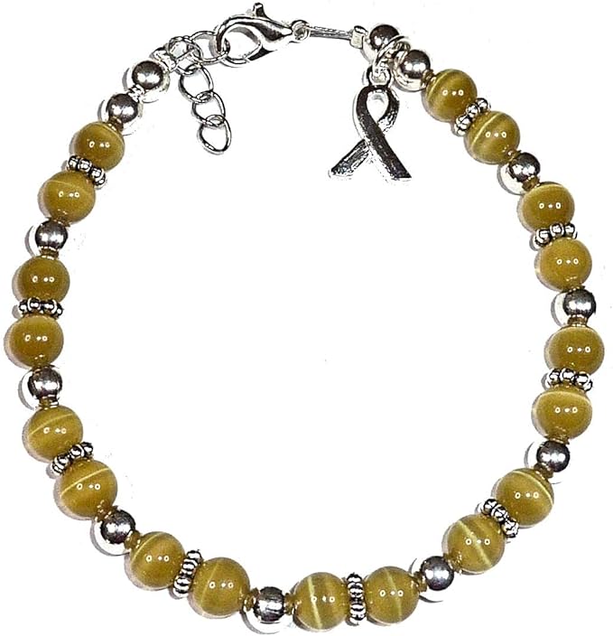 Hidden Hollow Beads DIY Craft Beading Kit, Everything to Make Cancer Awareness Bracelets, Uses Wire, Crimps and Clasps, Fundraising and Gifts (Childhood Cancer - Golden - Makes 5)