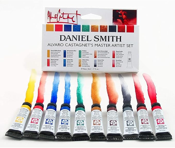 DANIEL SMITH Watercolor Set 5ml Tubes - Alvaro Castagnet Watercolor Set - 10 Tubes, 285610016,Gold, 0.17 Fl Oz (Pack of 10)