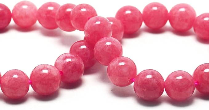 Natural Stone Beads Gemstone Beads for Jewelry Making - Crystal Beads for Bracelets, 8mm Beads Round Loose Beads(44-47pcs, 8mm, Pink Jade)