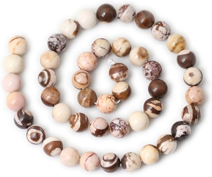 cheavian 45pcs 8mm natural australian zebra gemstone round loose beads crystal energy stone for diy jewelry making 1 strand 15"