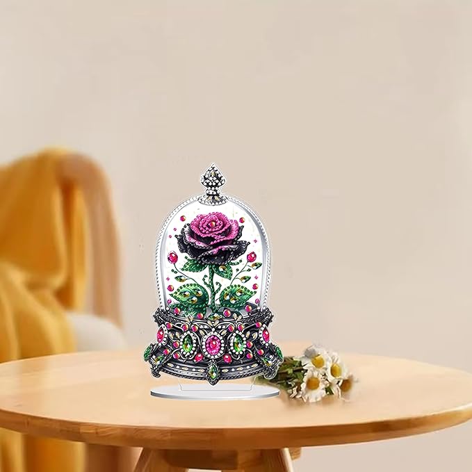 hyzsj DIY Diamond Desktop Ornament Flower Crystal Diamond Art Painting Tabletop Ornaments Single Sided Diamond Ornament for Adult Beginner Home Office Decor Crafts Gift ﻿