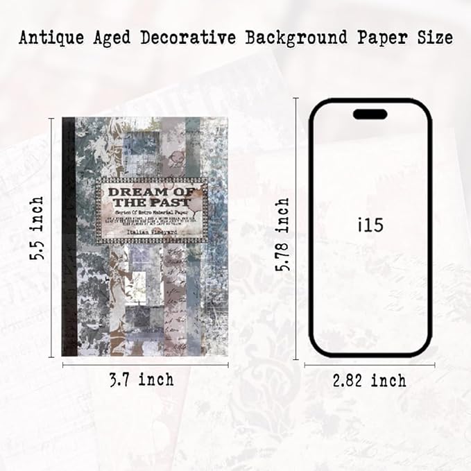 150 Sheets Vintage Scrapbook Paper, 3.7x5.5 Inch, 5 Assorted Set Antique Aged Decorative Background Paper for Junk Journals Supplies, Decoupage, Scrap Booking