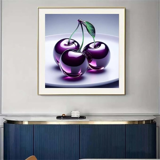 SHICERNHJ Cherries Diamond Painting Kits for Adults,Beginner 5D Diamond Art Kits,DIY Full Round Drill Diamond Dots with Gem Art Craft for Home Wall Decor 12 X 12 inch