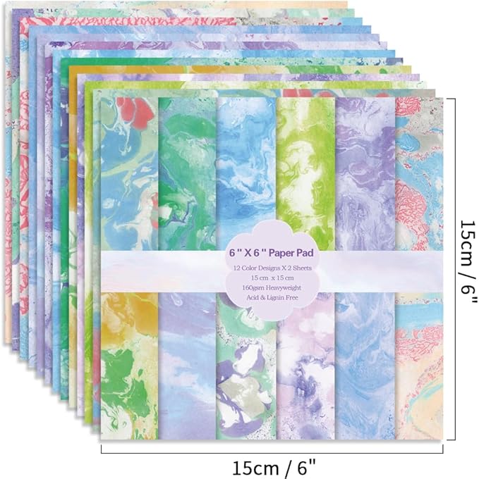 6x6” 160gsm cardstock Single Sided Scrapbooking 24 Papers Pad vintage decoupage scrapbook kit patterned paper junk journal supplies journaling supply scrap paper crafting Halo Staining