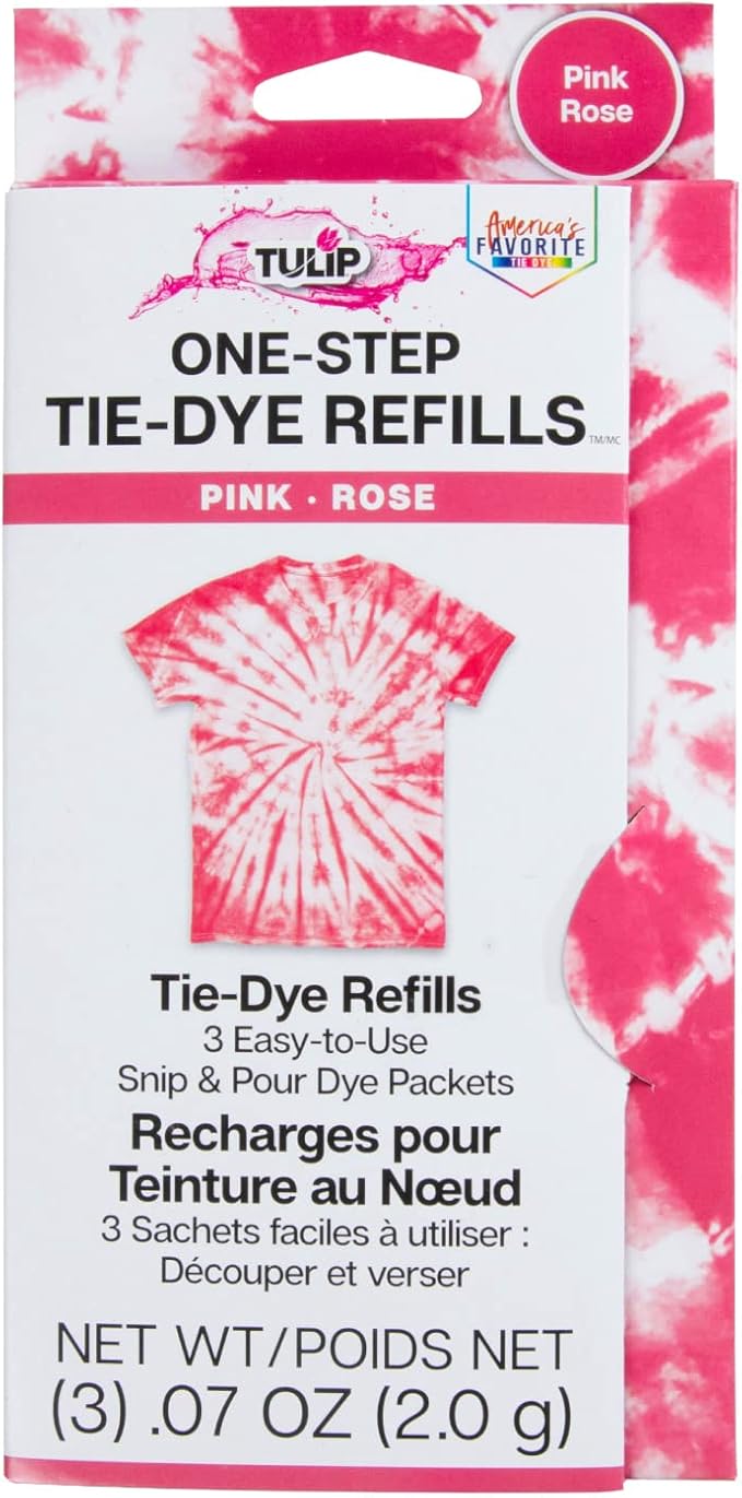 Tulip One-Step Tie-Dye Kit , 3 Fabric Dye Refill Packs, Packs, Pink