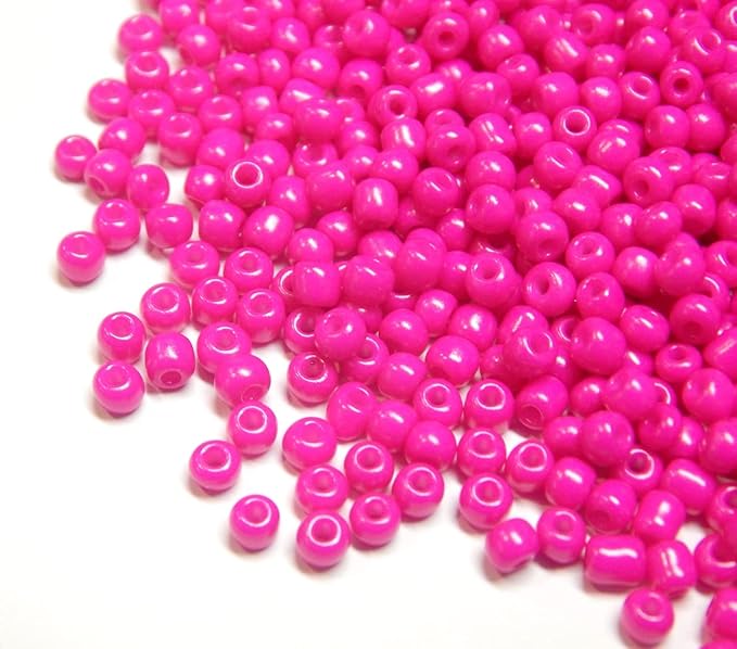 Perlin Glass Seed Beads 2mm 11/0 Round Mini Small Pony Beads 6500pcs for Making Earrings Bracelets Pendants Waist Jewelry DIY Handmade Opaque Color Kit (Pink)