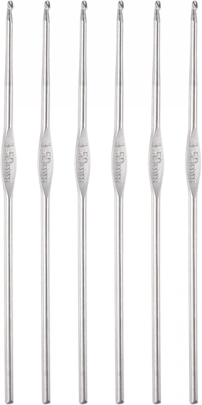 uxcell Stainless Steel Crochet Hook 1.5mm US Size 8 Knitting Needles for DIY Craft Yarn 6Pcs