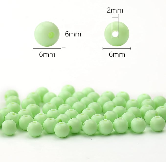 bonny boxx 1000pcs 6mm smooth green acrylic round beads, plastic resin bubblegum balls chunky gumball beads for necklace and bracelet making, crafting supplies