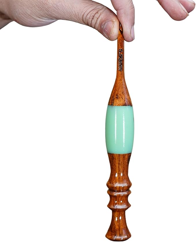 Emporium Crafts Wooden Crochet Hooks Green Resin epoxy & Wood Mix Crochet Hooks Ergonomic Soft Handle Needles Knit Weave Craft Yarn Different Size, Crochet Hooks (5.00 mm)