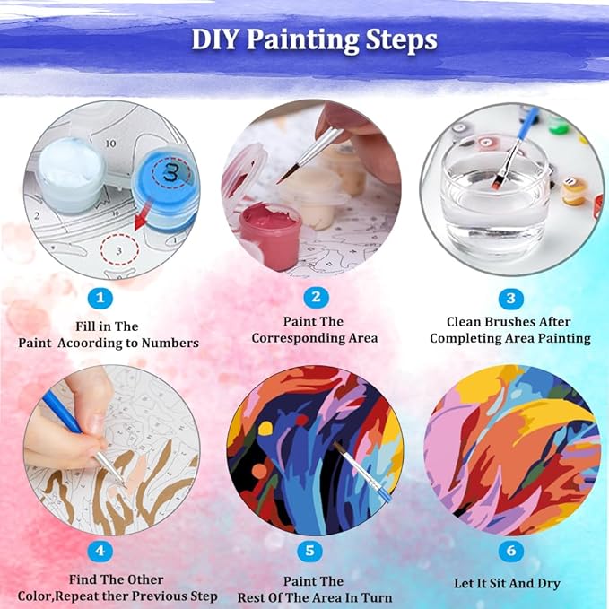 JUJUHOOD Abstract Flower Framed Paint by Numbers Kit for Adults Beginner & Kids Ages 8-12, Watercolor Paint by Number Without Easel, Acylic Paint by Numbers for Gift Home Wall Decor (10x10Inch)