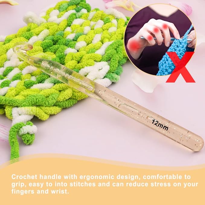 12 mm Crochet Hook, Large Crochet Hooks for Chunky Yarn Ergonomic Knitting Needles Crochet Needle for Beginners and Handmade DIY Knitting Crochet (12 mm)