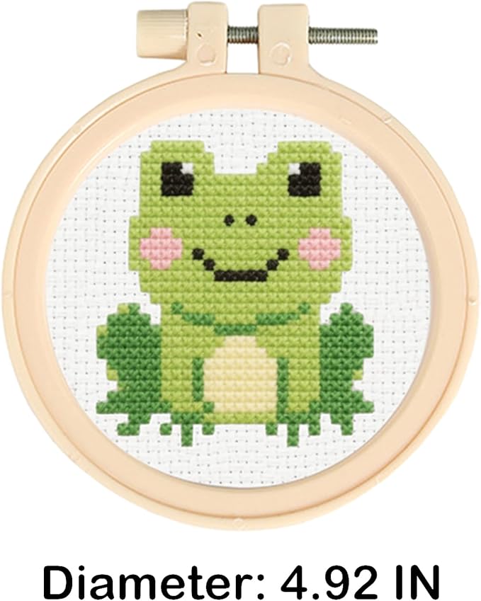 57lilina Cross Stitch Kits for Kids - 6 Set Easy Beginners Embroidery Kit for Kids, DIY Cute Pre Printed Stamped Crossstitch Needlepoint Patterns Craft for Backpack Charms, Keychains & Girls Gifts