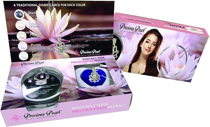 My Inspirations Precious Pearl – Lotus Pendant with 20" Chain, Pearl in Oyster DIY Necklace KIt, Unique Gift Set