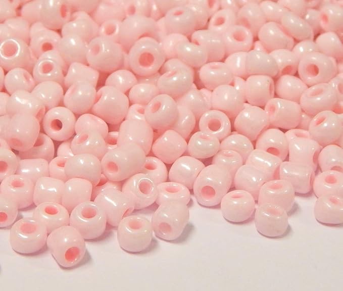 Perlin Glass Seed Beads 4mm 6/0 Round 1100pcs Mini Small Pony Spacer Beads Kit for Jewelry Making Earrings Bracelets Pendants Waist DIY Handmade (Pink Opaque)