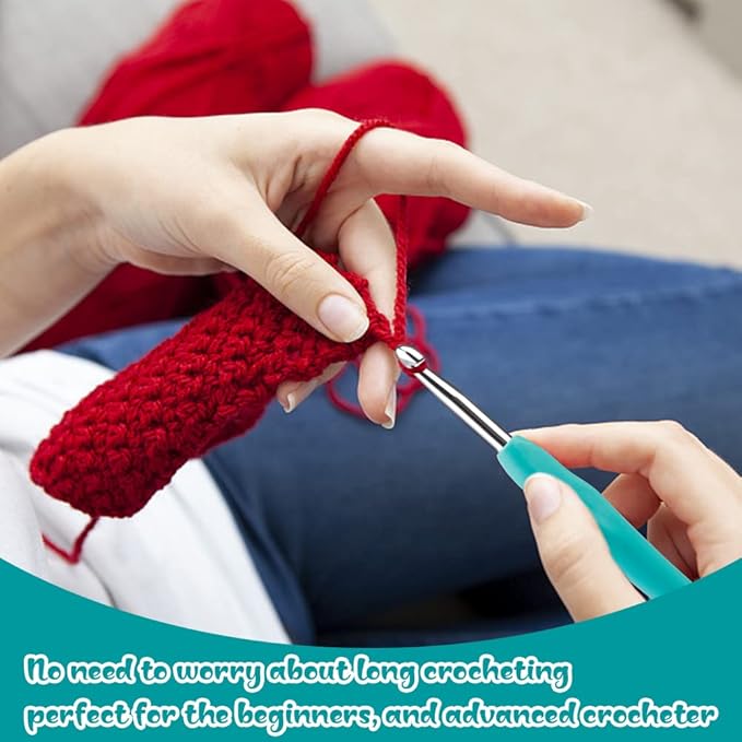 3 Sizes Crochet Hooks, Crochet Hooks for Arthritic Hands, 5.5 inch Long Ergonomic Crochet Needle with Soft Handle for Beginners and Crocheting Knitting Sweaters Scarves(4.0/5.5/8.0mm)