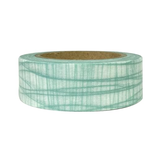 Wrapables Colorful Patterns Washi Masking Tape, Green Doodle Lines