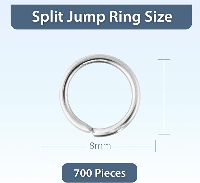 Mandala Crafts Assorted Silver Color Jump Rings Jewelry Findings Metal O Rings for Jewelry Making Supplies - 700 8mm Small Open Jump Rings Kit for Necklace Earring