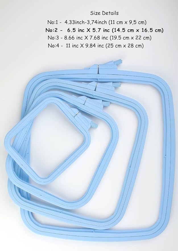 nurge square embroidery hoop - plastic cross stitch frame for needlepoint & embroidery - adjustable craft hoop - blue - no:2 (small)