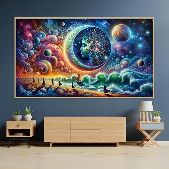 mrpwnle 5D Diamond Painting Kits for Adults, DIY Large Size Moon Diamond Art Kits for Adults, Abstract Landscape Full Drill Gem Art Kits for Home Wall Decor Gifts 27.5 X 15.7 Inch