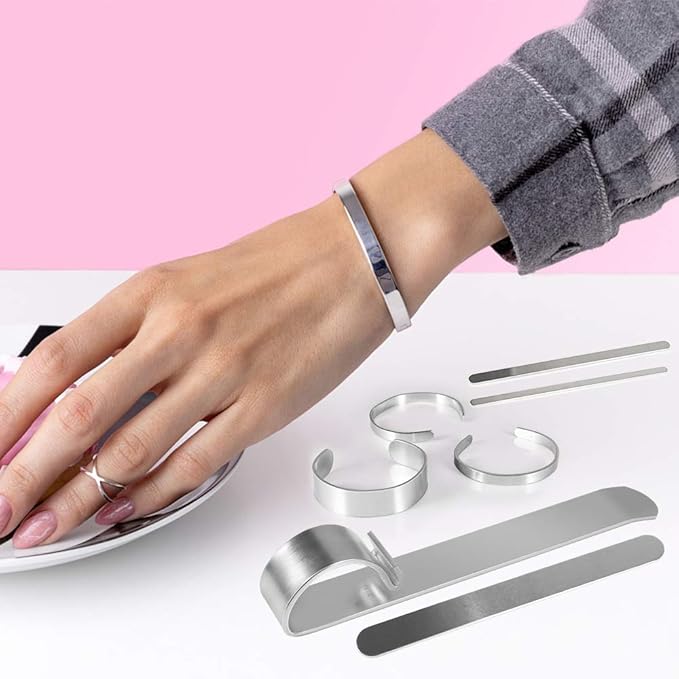 Amytalk Steel Bracelet Bending Bar Kit with 9 Pcs Aluminum Bracelet Blank - Tool for Bending Metal Stamping Blank Bracelets and DIY Bracelet Jewelry Making