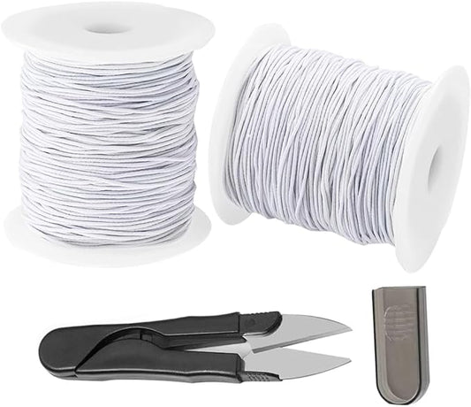 0.8mm White Elastic Cord for Bracelets, QBJAYTY Strong Stretchy Bracelet String for Clay Letter Beads, Pony Beads, Stretch Elastic String for Bracelet Making, White 2 Rolls