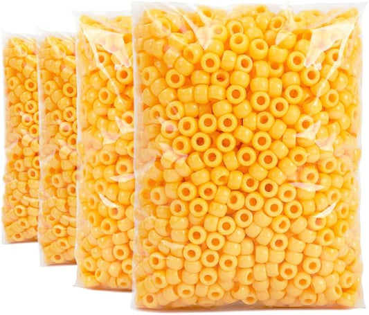 praisebank pony beads, 4000pcs yellow, beads for jewelry making, beads for crafts, beads for hair braids.