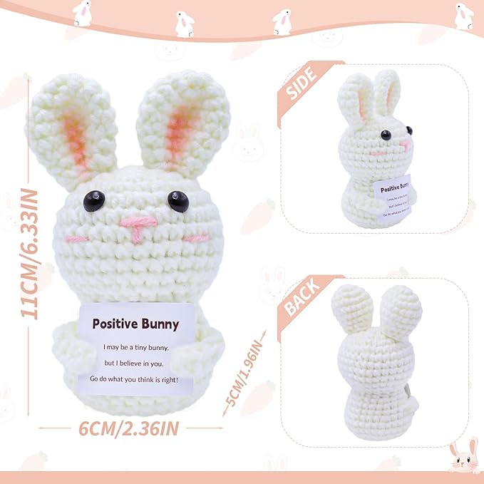 Cute Crochet Rabbit Handmade Knit Mini Bunny Animal Mini Artificial Knit Desk Decor Bunny Animal Crochet Kit for Easter Party Decoration Supplies