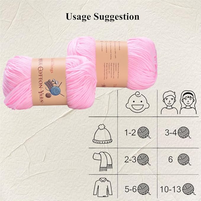 Acrylic Yarn for Crocheting Bulk, DIY Knitting Light Pink Yarns Large 10Balls Pack 17.6oz, Weaving Knit Tool Pink Crocheted for Beginners