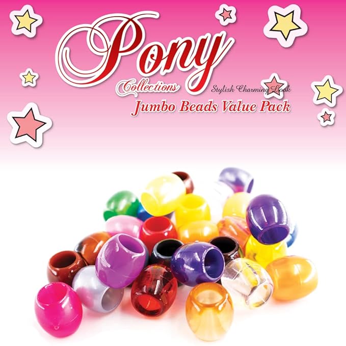 126 Pcs Beads Jewelry Making Kit DIY Hair Braiding Bracelet Ornaments Crafts Jumbo Round Pony (Pearl Purple/Pink Assorted)