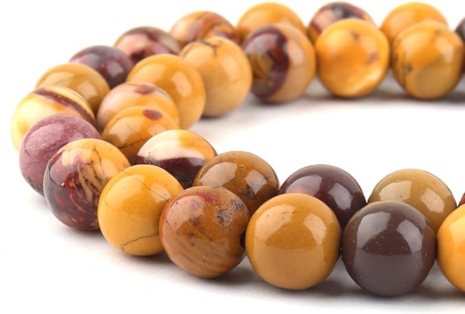 Natural Stone Beads for Jewelry Making - 8mm Gemstone Round Beads for Bracelets(45-47pcs, Mookaite Gem)