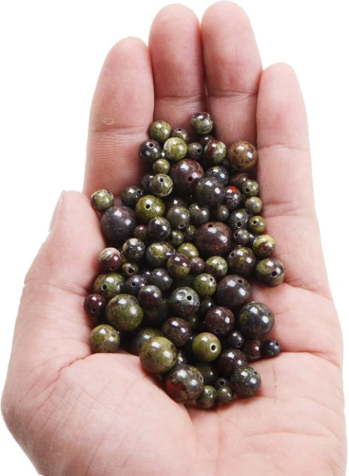 bymitel 10mm natural dragon blood jasper round beads gemstones genuine with 90pcs diy jewelry making unisex (10mm 90pcs, dragon blood jasper)
