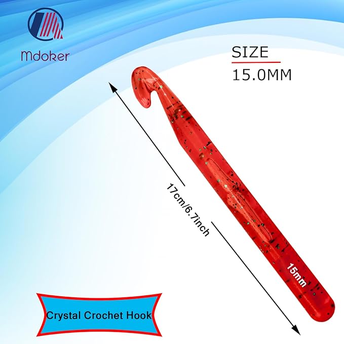 Mdoker 15mm Large Crochet Hook,Big Crochet Hooks for Chunky Yarn,Ergonomic Giant Needles,Huge Crochet Hooks for Knitting Yarn,Beginners and Experiecced Crochet Lover